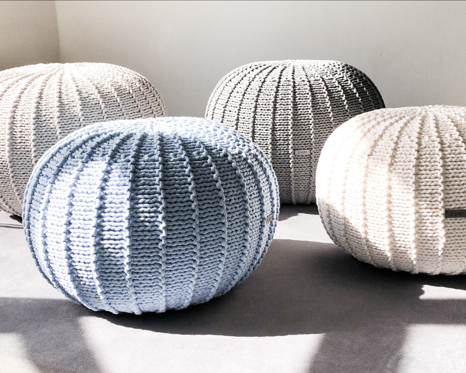 Knitted Pouffe, Small | BABY BLUE