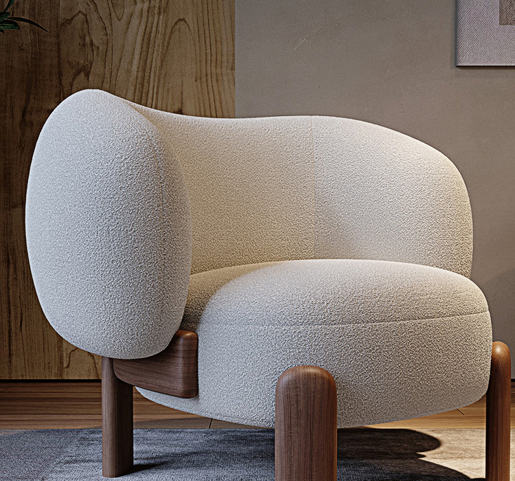 Thelonious Boucle Armchair, White Armchair