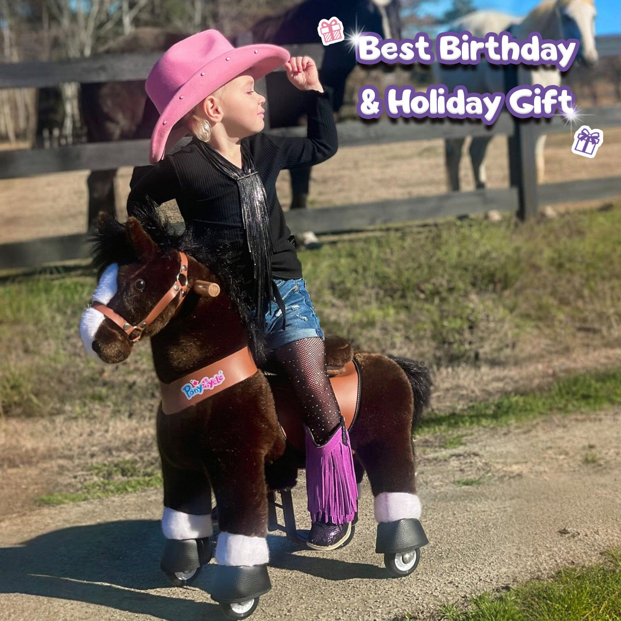 Ride-on Horse Toy Age 3-5 Chocolate（UK&EU in Stock）