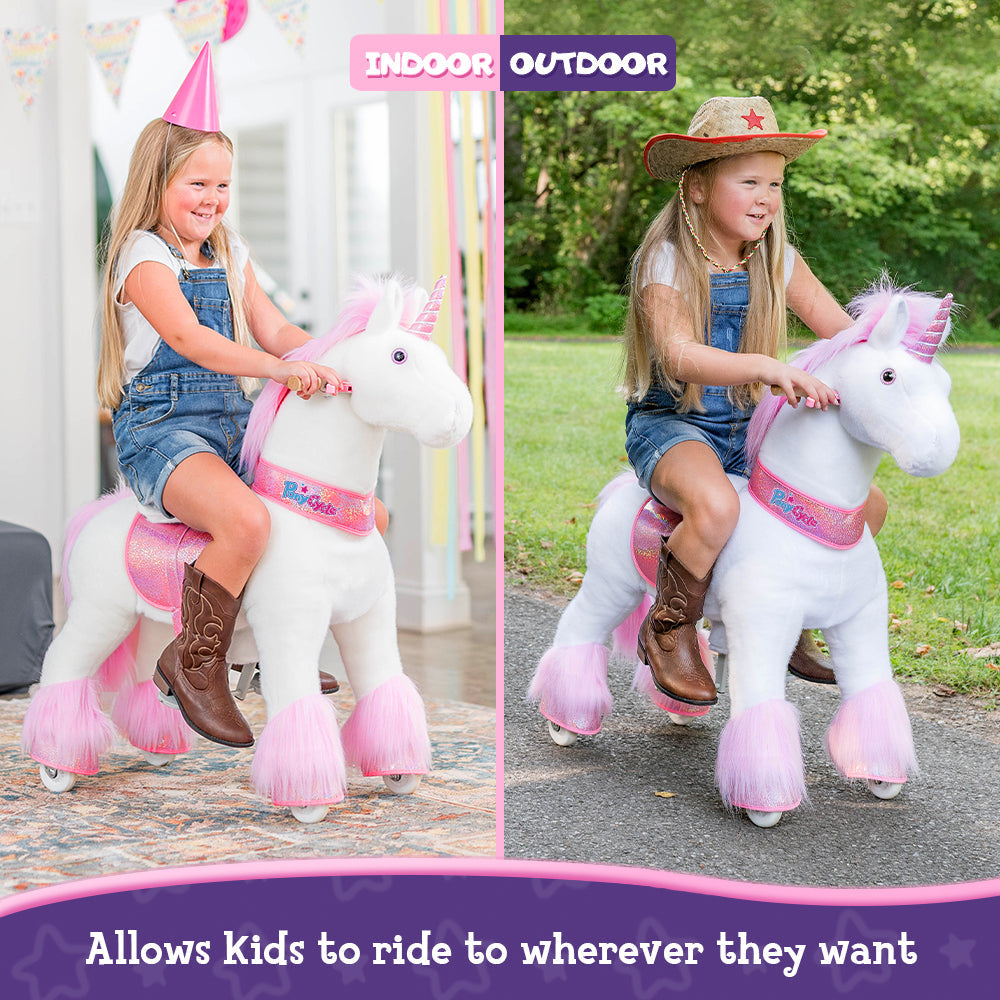Ride-on Plush Unicorn Age 4-8 Pink（UK&EU in Stock）