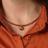 Gold Cobra Chain With Half Dome Pendant