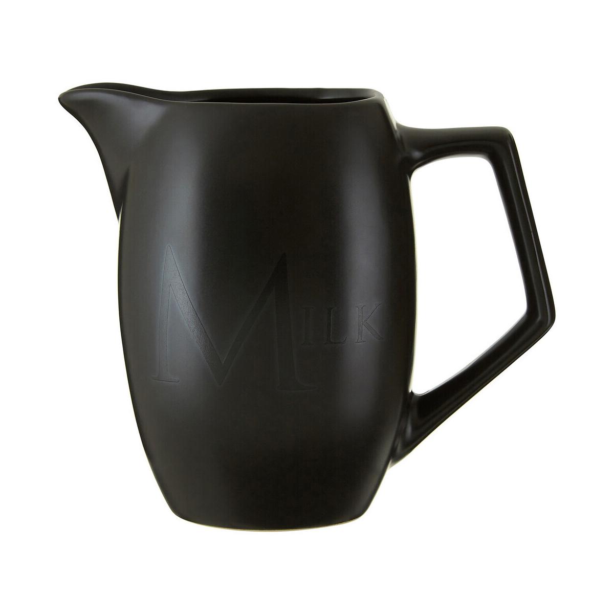 Black Text Milk Jug