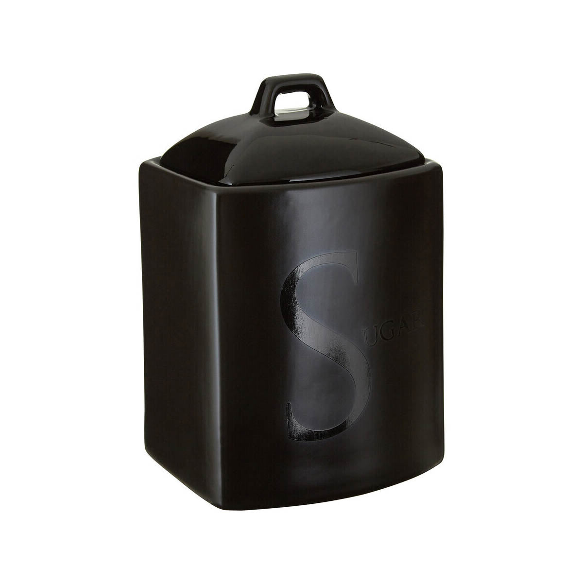 Black Text Sugar Jar