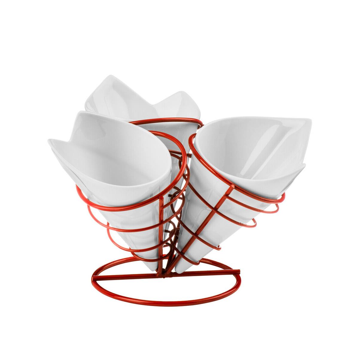 French Fry 3 Cones Set With Red Metal Stand