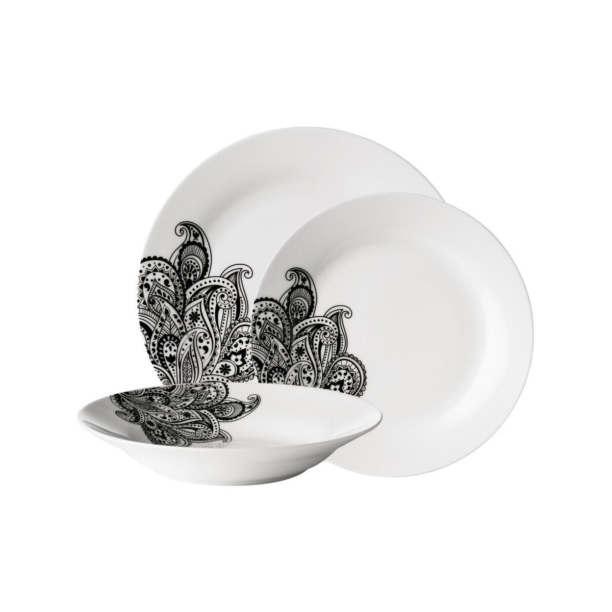 Avie Prince 12 Piece Black Dinner Set