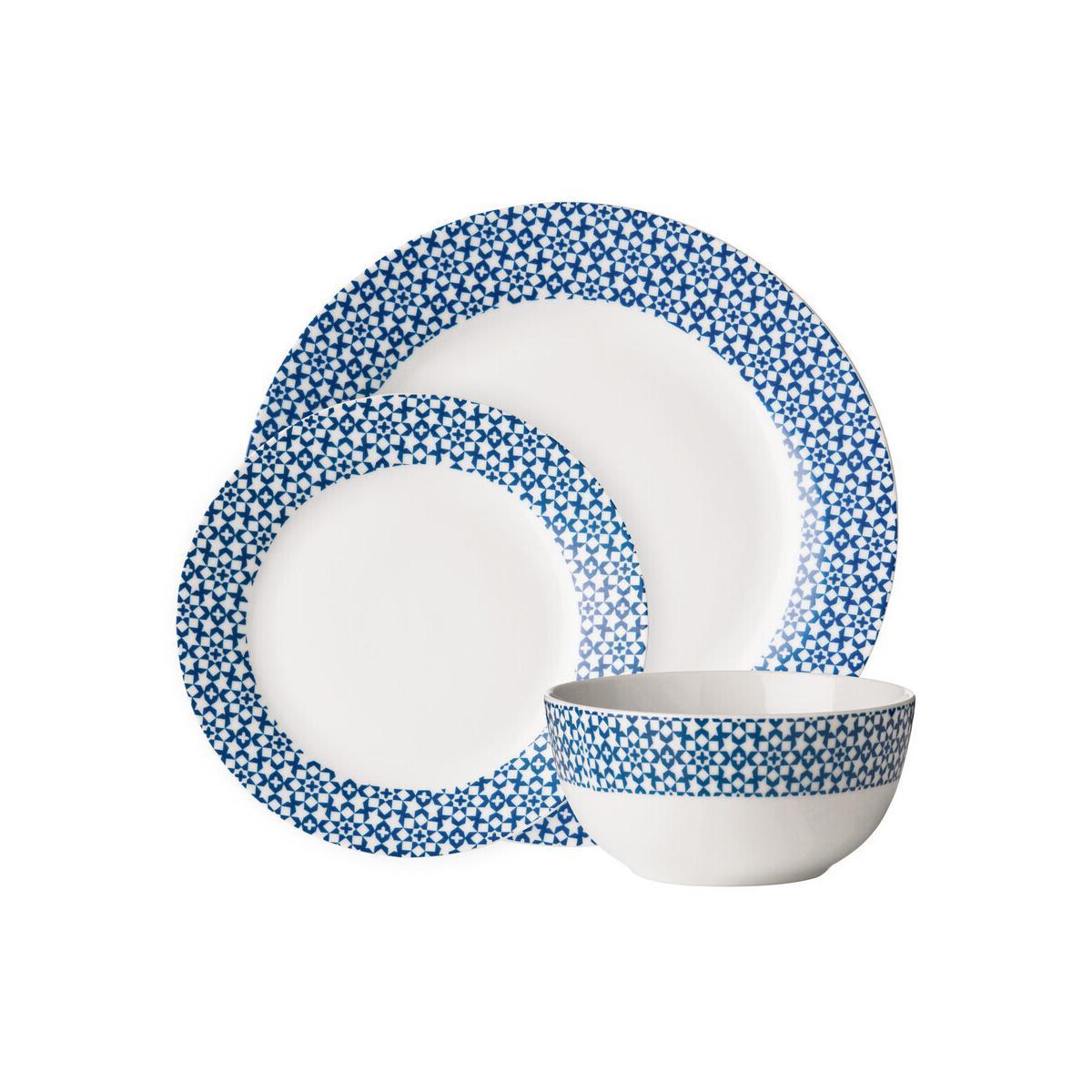 Avie Casablanca 12 Piece Blue Dinner Set MOB