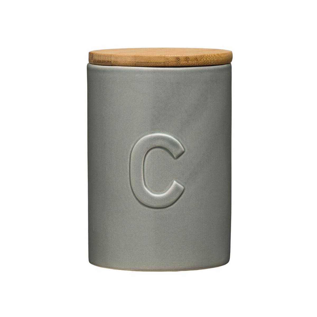 Fenwick Light Grey Coffee Canister With Bamboo Lid