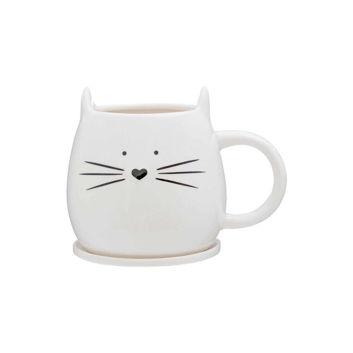 Ivory Cat Mug And Coaster