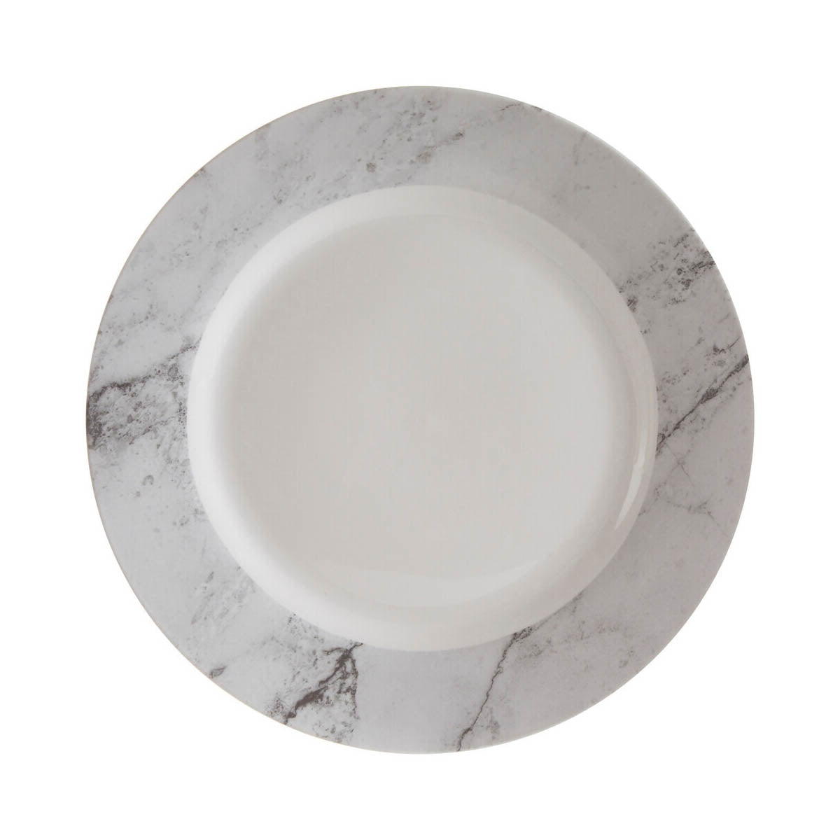 Avie 16pc White And Grey Marble Effect Dinner Set