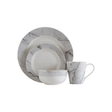 Avie 16pc White And Grey Marble Effect Dinner Set