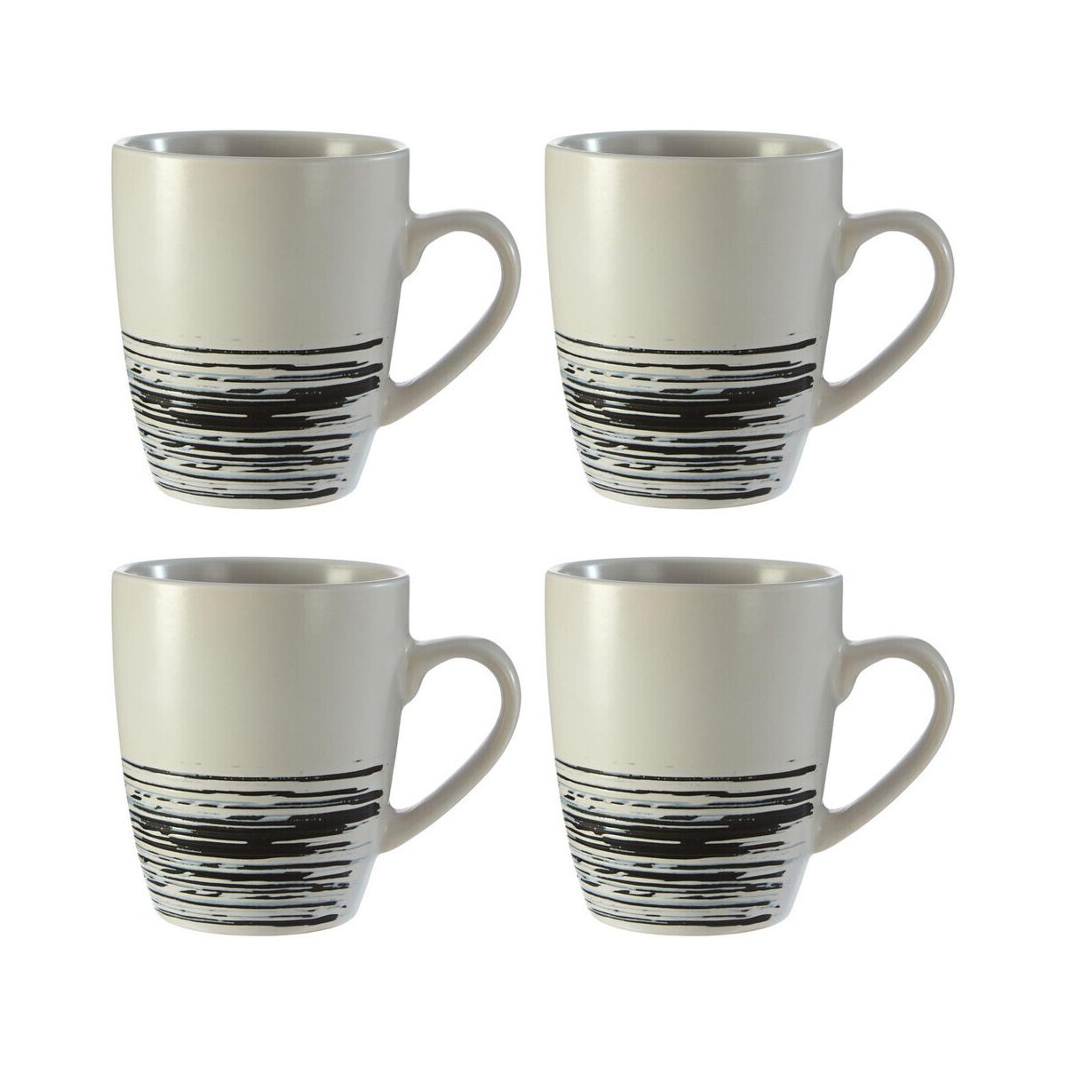 Middag Set Of 4 White And Bark Effect Mugs