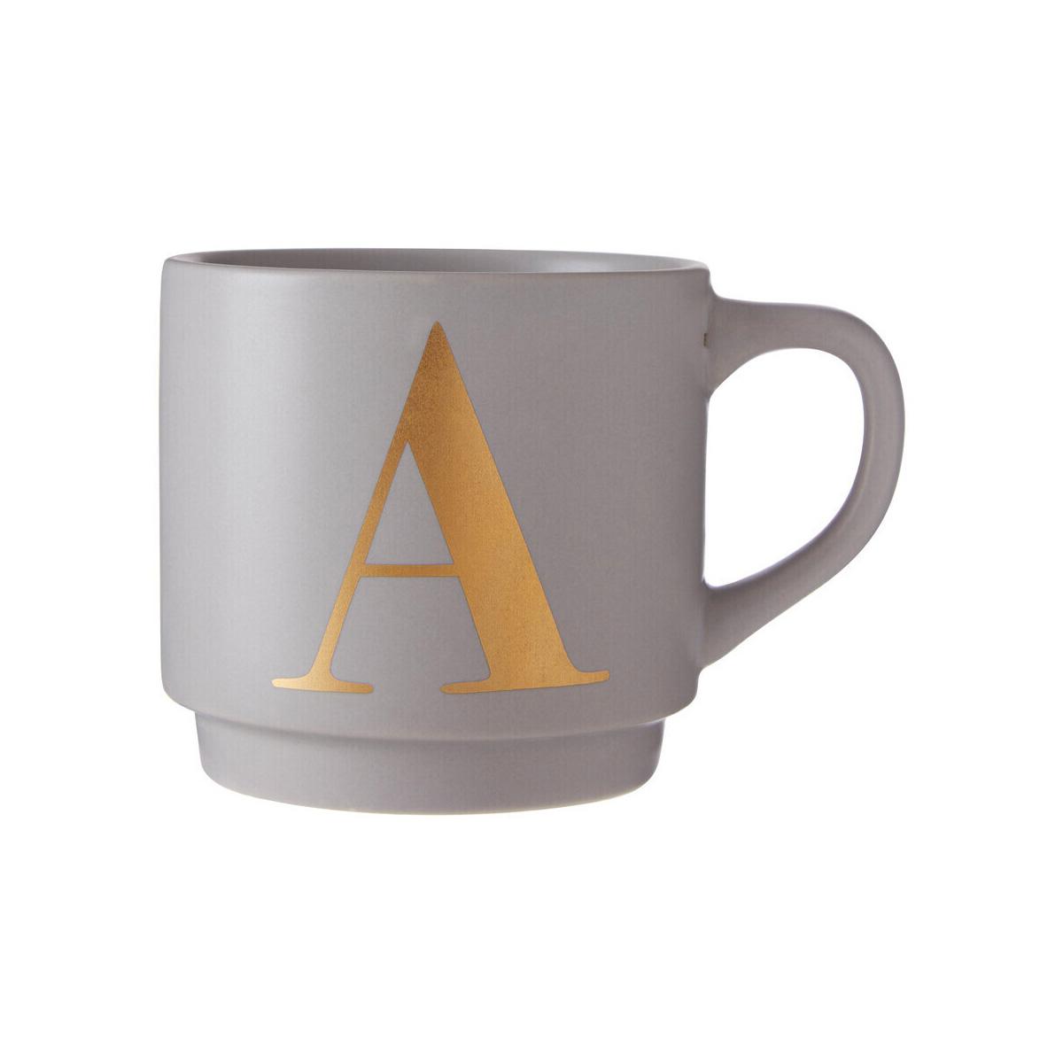 Signet Grey Monogram Mug, A