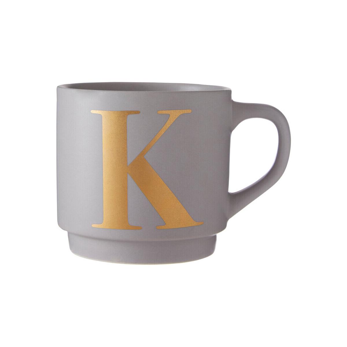 Signet Grey Monogram Mug, K