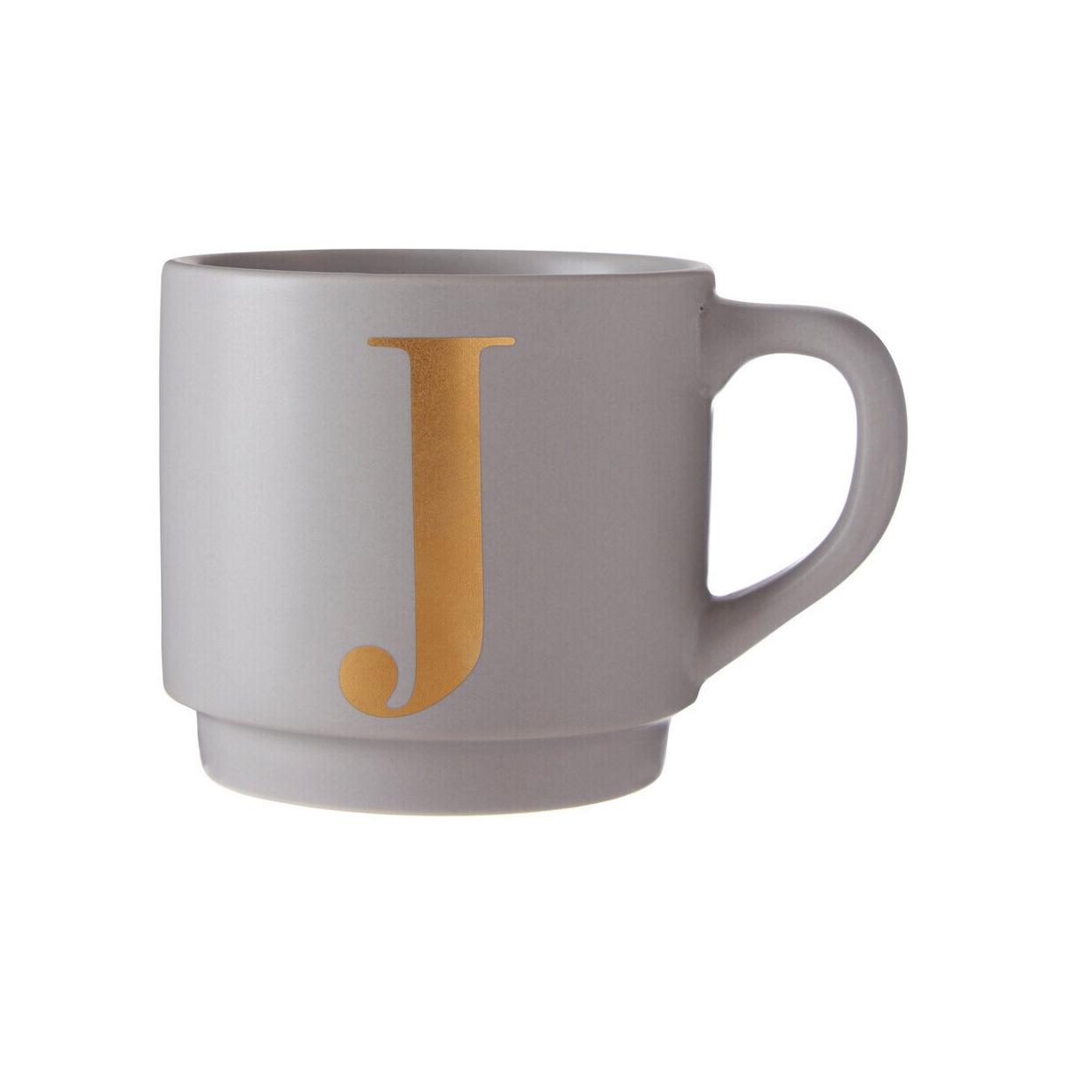 Signet Grey Monogram Mug, J