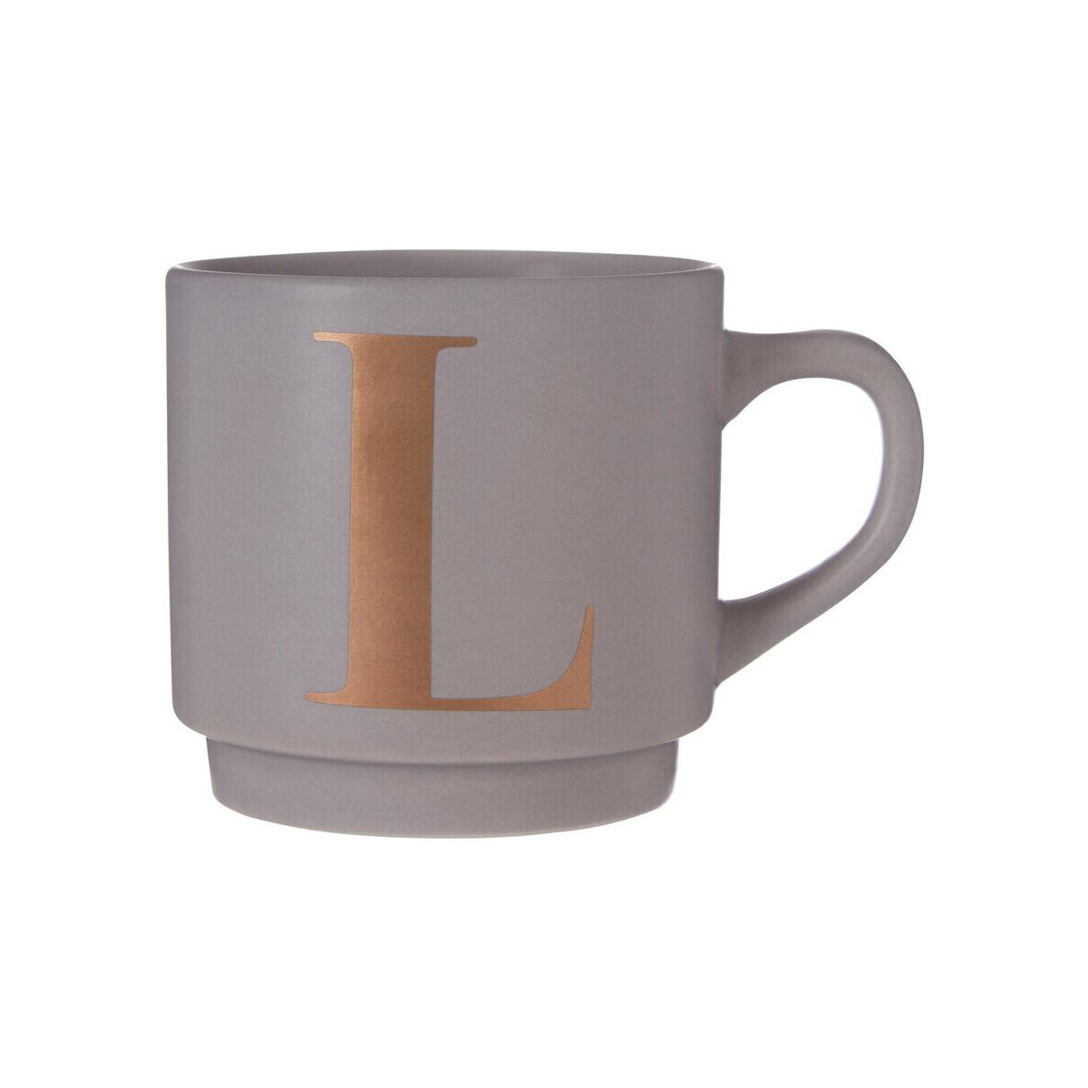 Signet Grey Monogram Mug, L