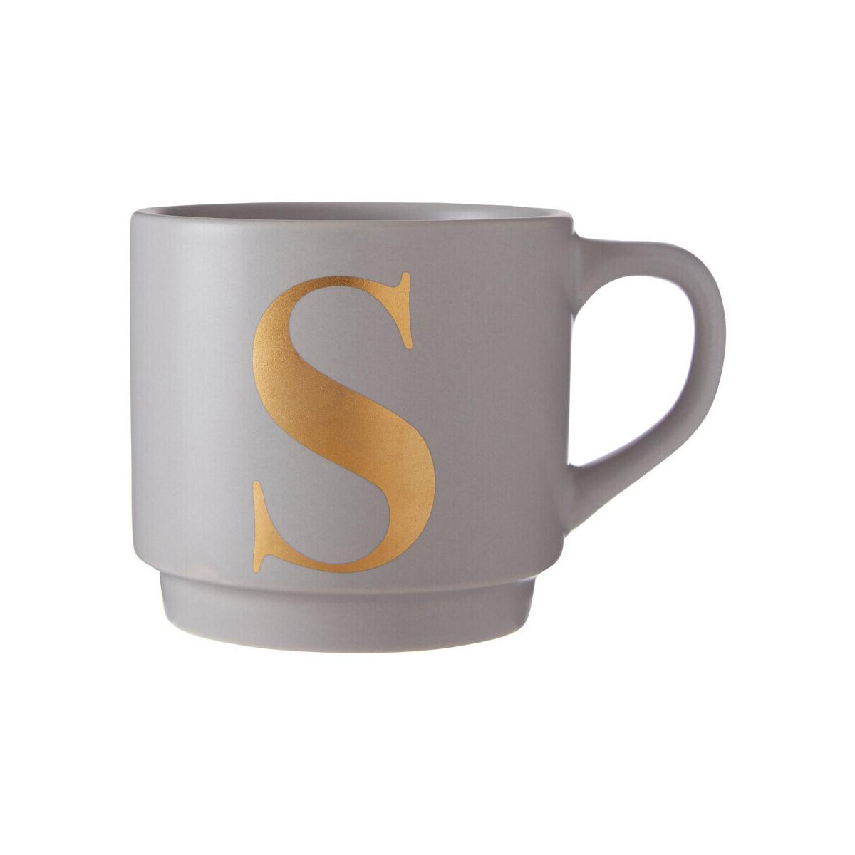 Signet Grey Monogram Mug, S