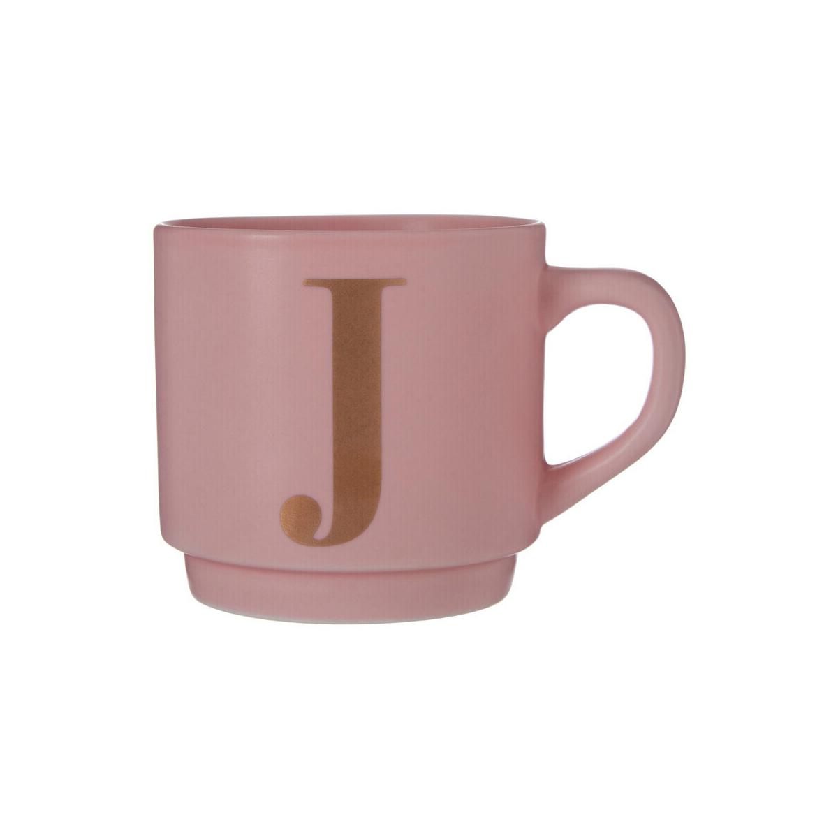 Signet Pink Monogram Mug, J