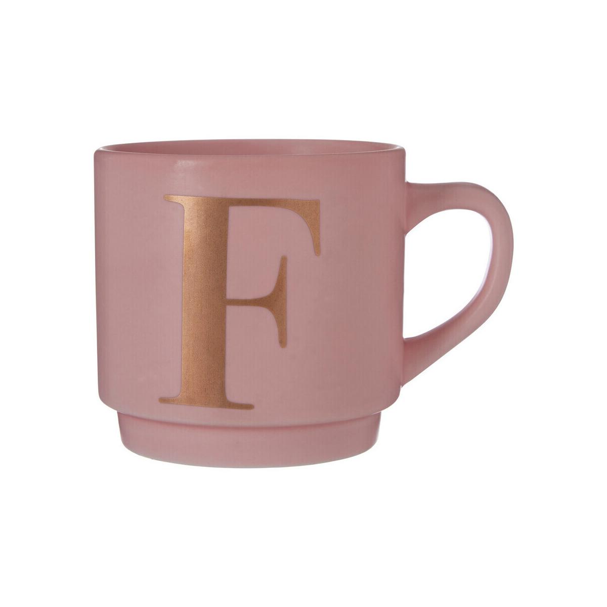 Signet Pink Monogram Mug, F