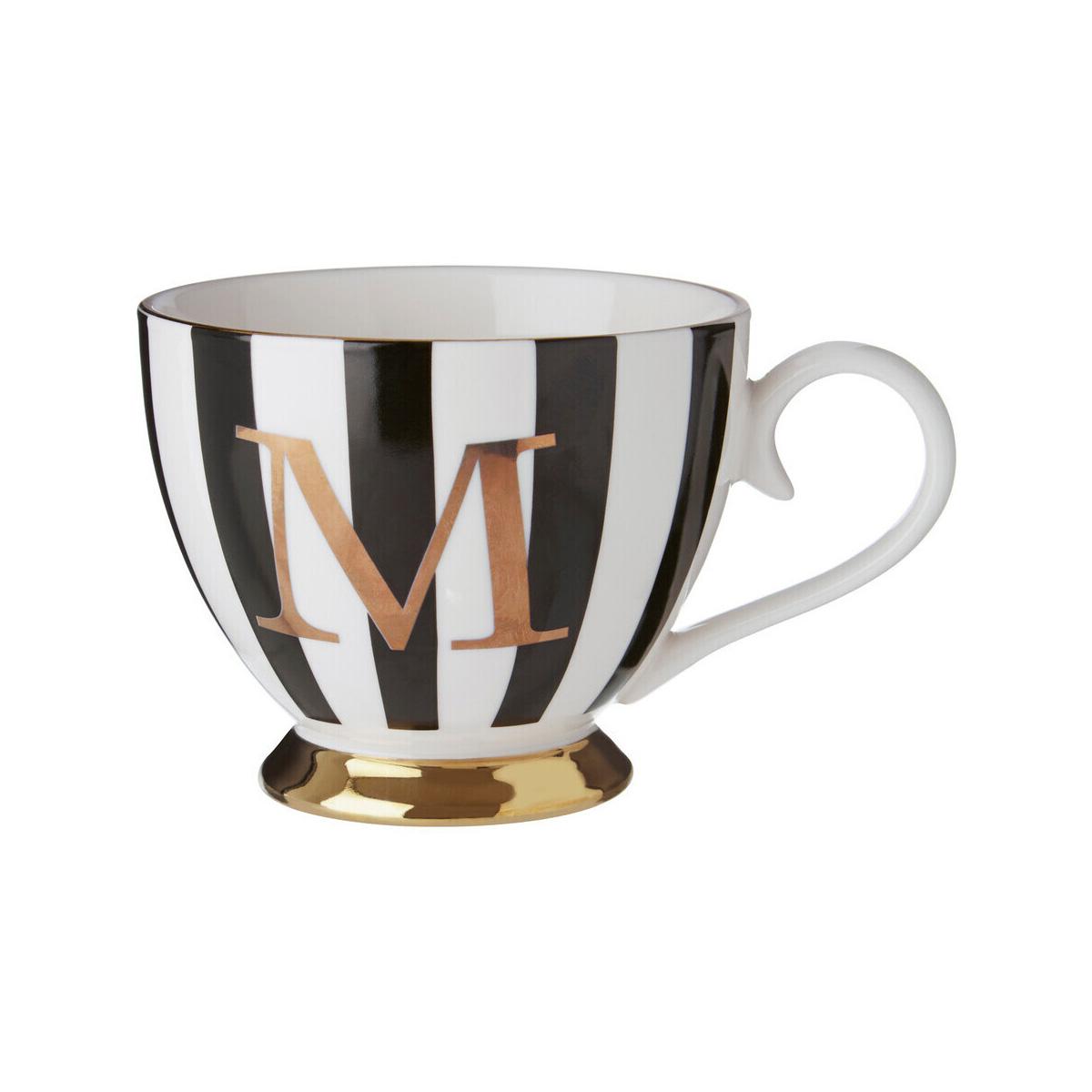 Duchess Black and White Monogram Mug with M
