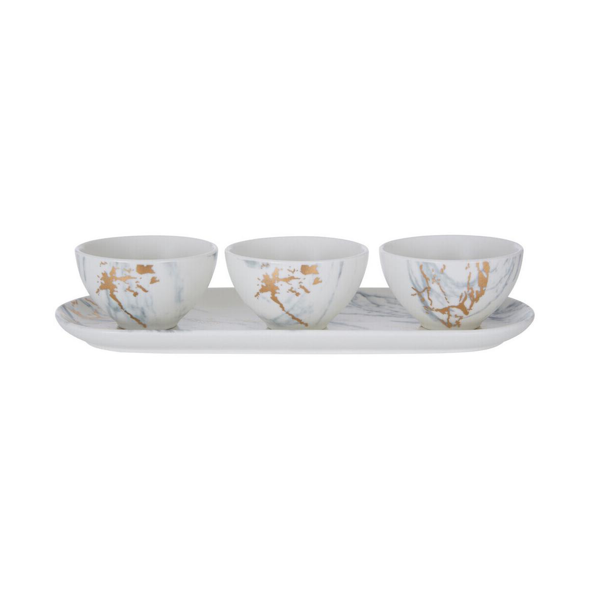 Marble Luxe Dip Bowls with Tray Set