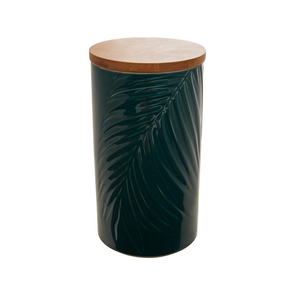 Bali Dark Green Large Storage Jar With Bamboo Lid