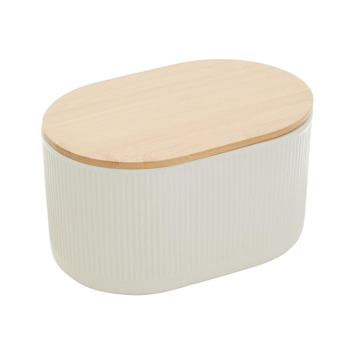 Geome Cream Bread Bin in Stoneware
