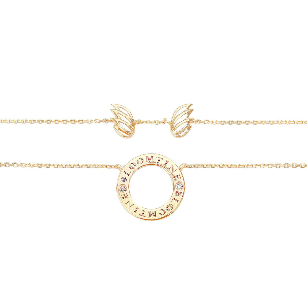 Mini Halo Wings™ Diamond Gold Vermeil Angel Necklace