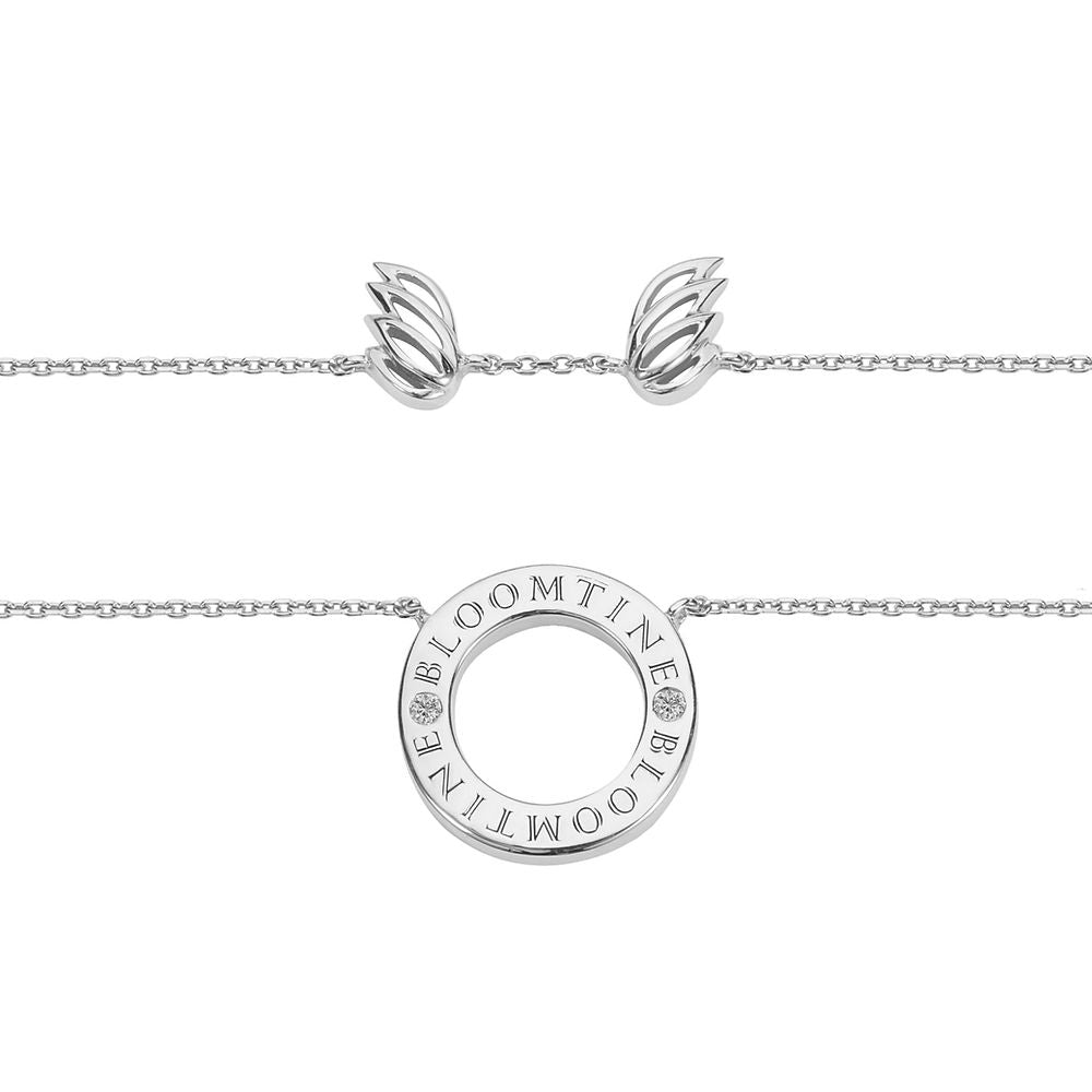 Mini Halo Wings™ Sterling Silver Diamond Necklace