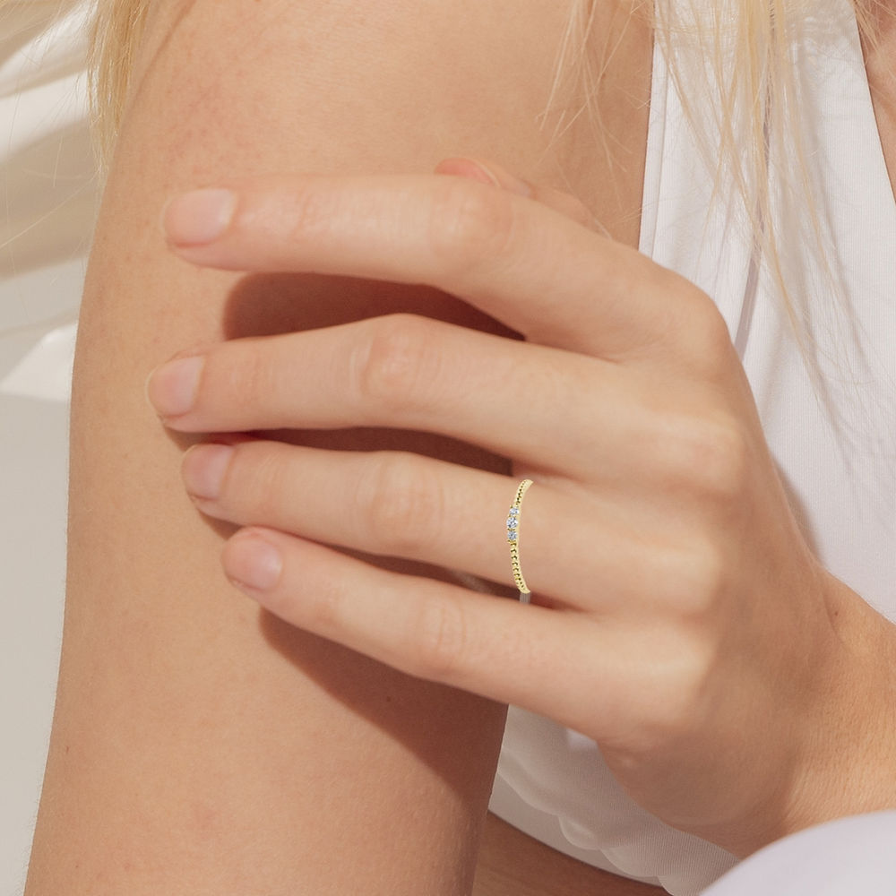 Illuminess™ Gold Vermeil Trio Textured Stacking Ring - US 7 / UK N