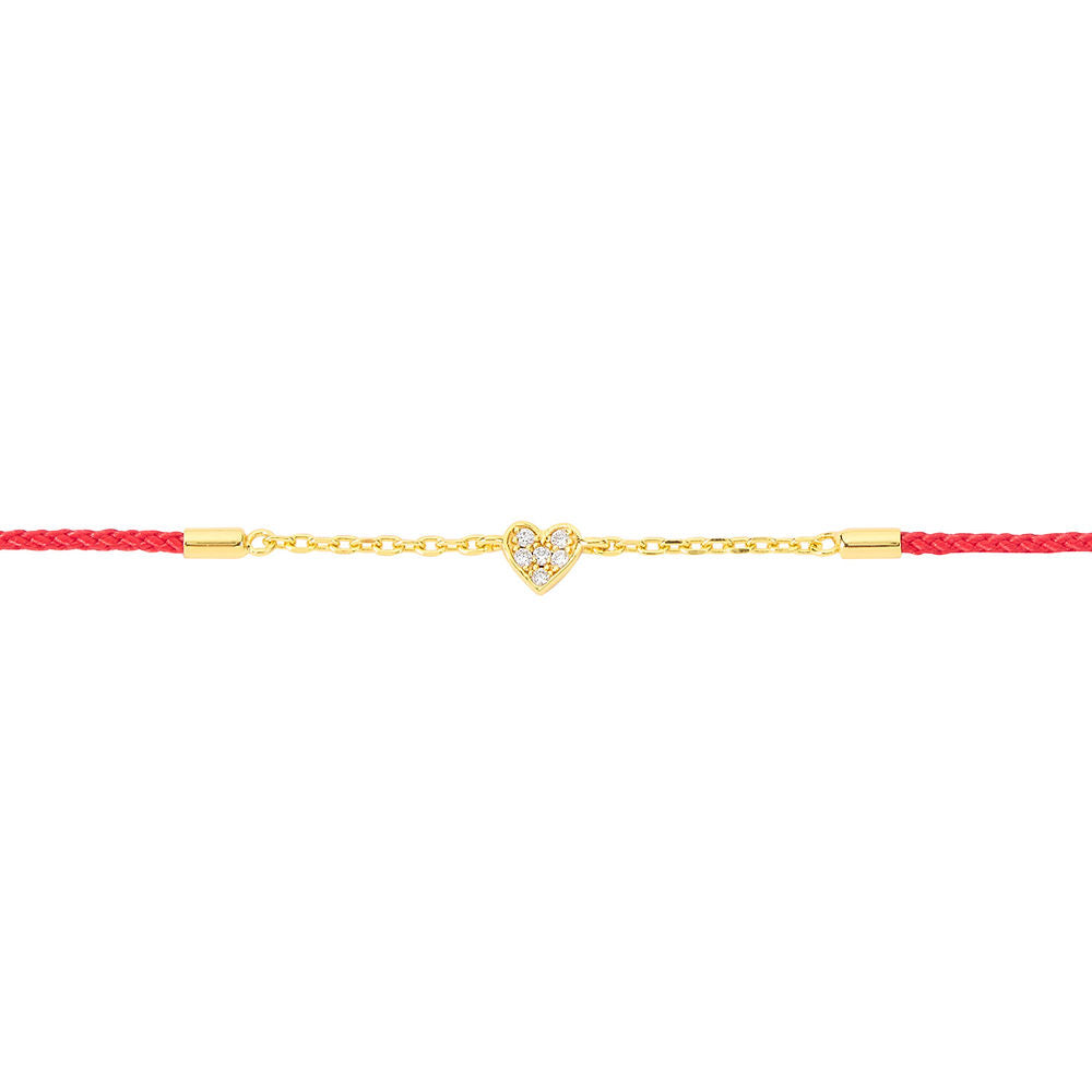 Mini Heart Gold Vermeil Silk Cord Bracelet