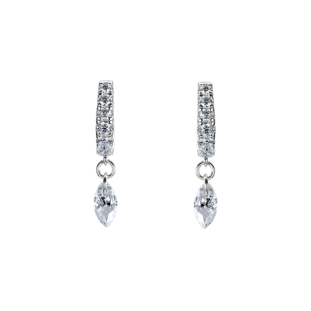 Illuminess™ Sterling Silver Floating Moissanite Huggies