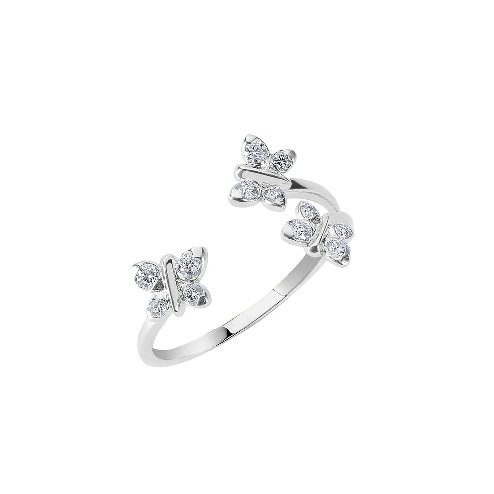 Enchanting Flutterfly™ Sterling Silver Trio Butterfly Ring - US 6 / L-L1/2