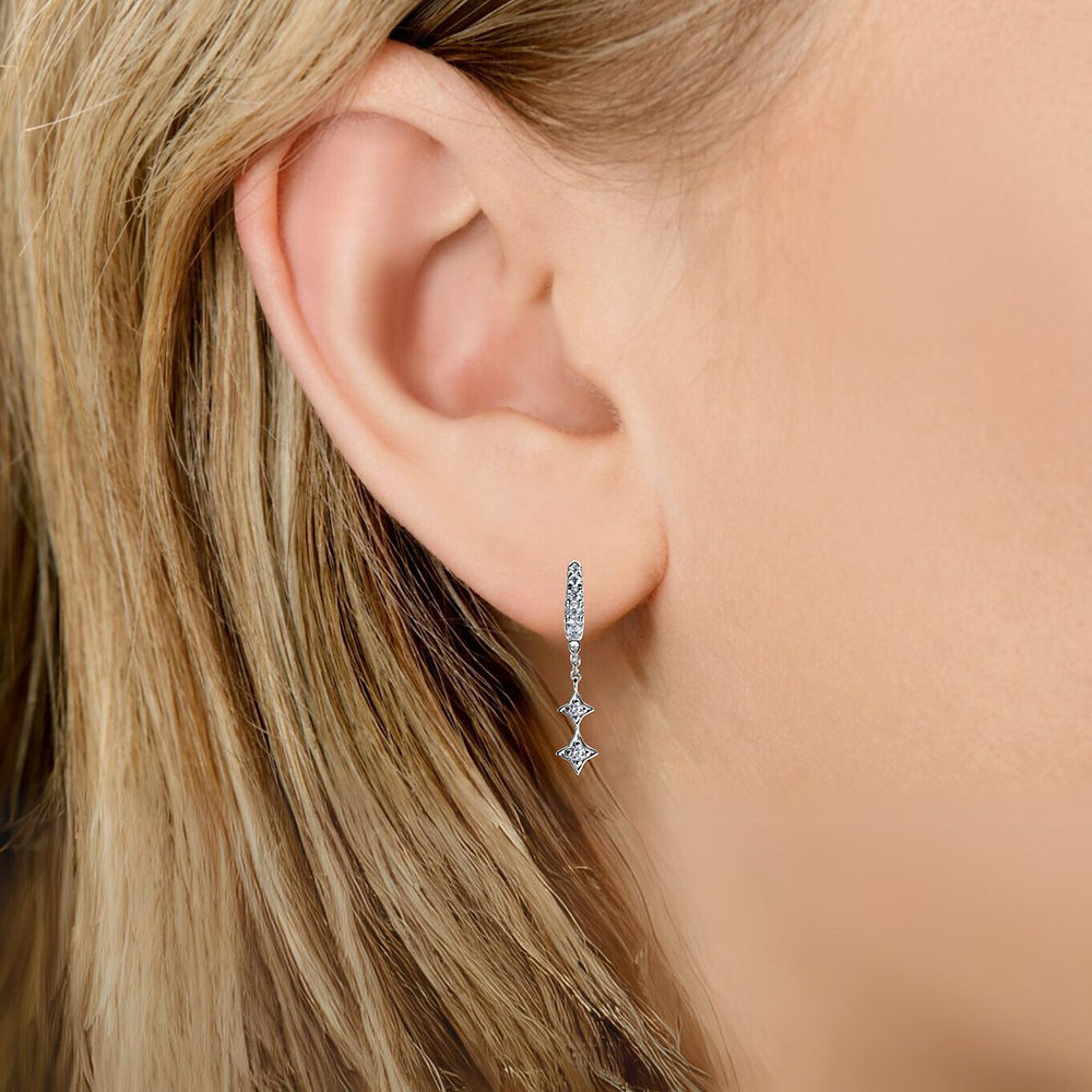 Illuminess™ Mini Sterling Silver Shooting Star Huggies