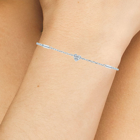Mini Heart Sterling Silver Silk Cord Bracelet