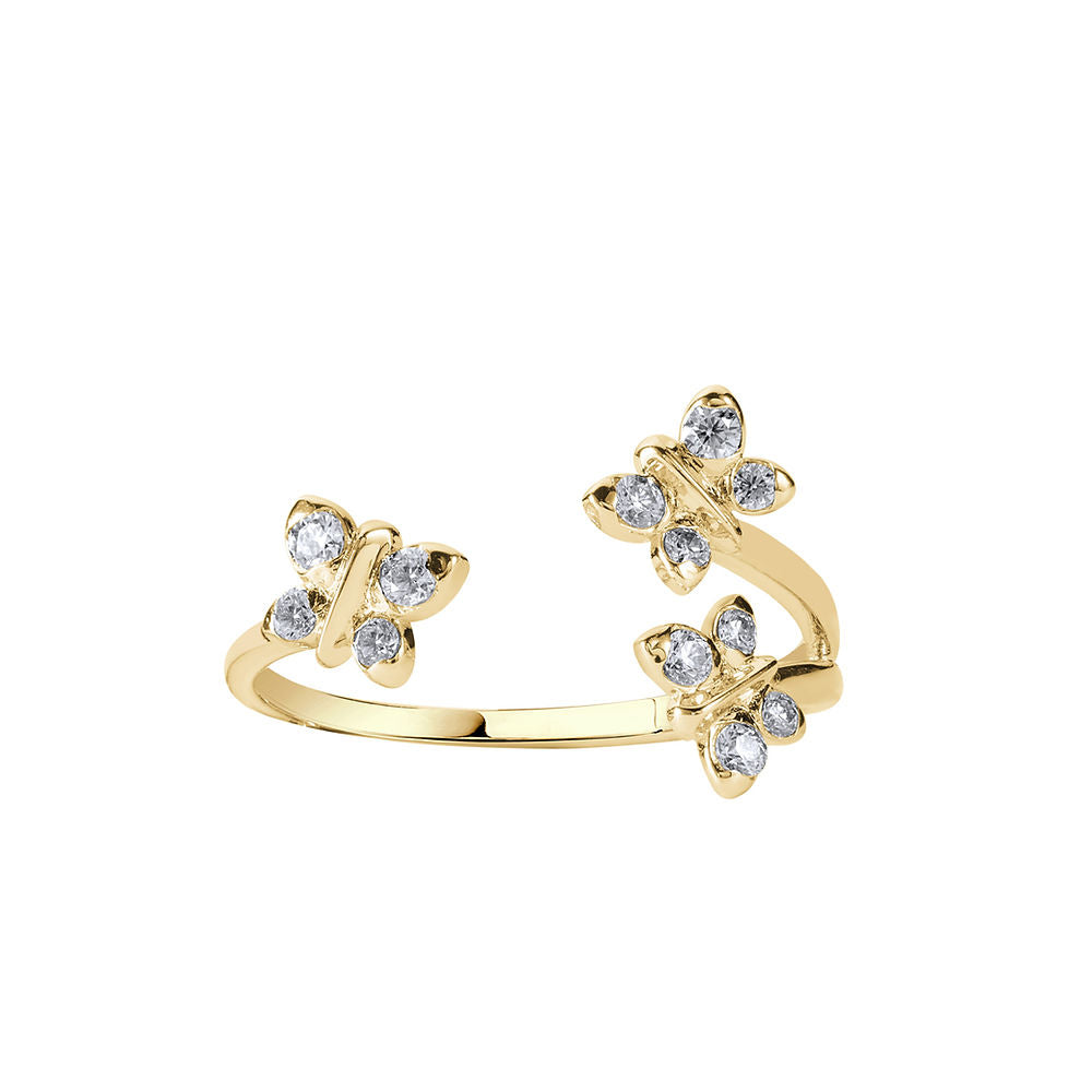 Enchanting Flutterfly™ Gold Vermeil Trio Butterfly Ring - US 5 / UK J - K