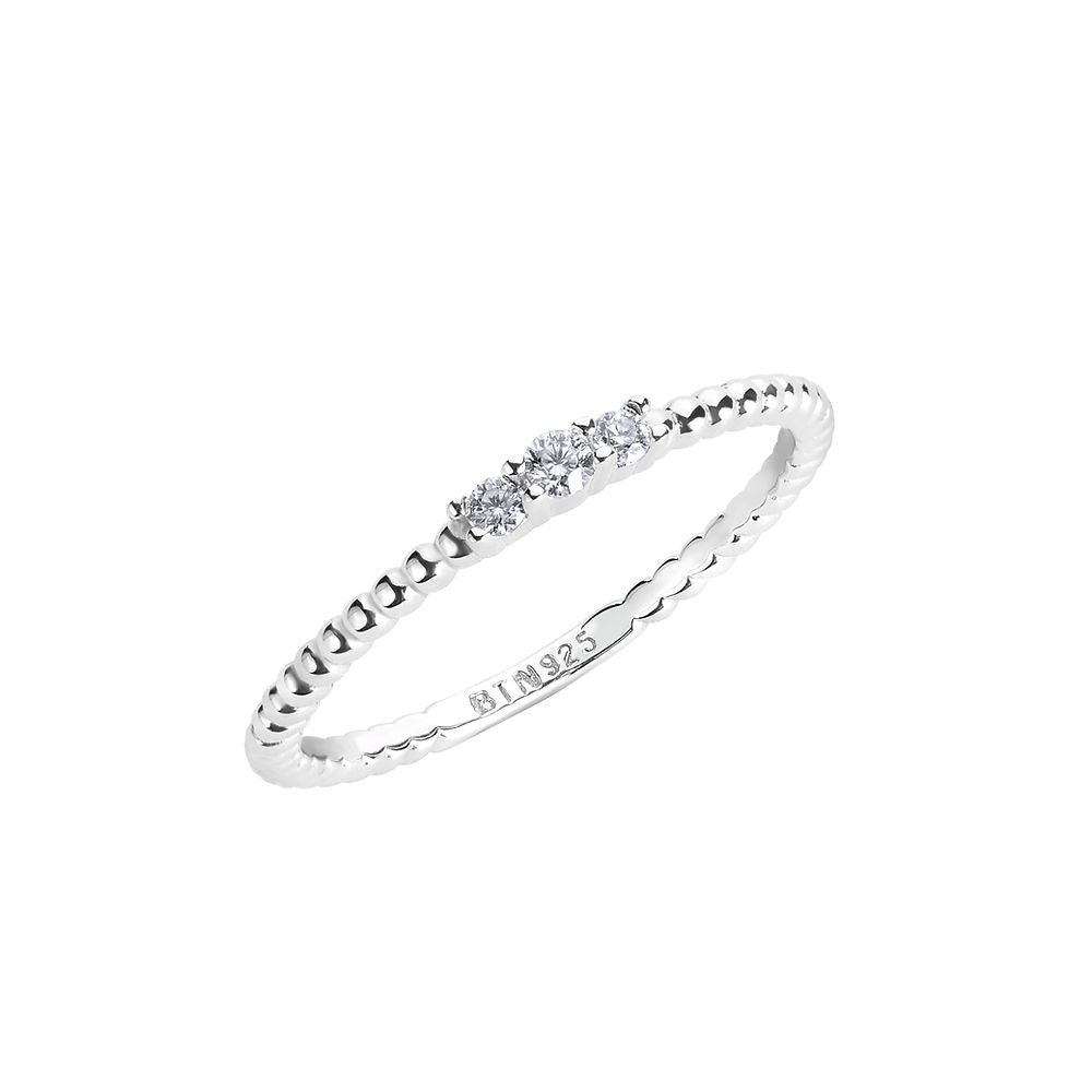 Illuminess™ Sterling Silver Trio Textured Stacking Ring - US 5 / UK J - K