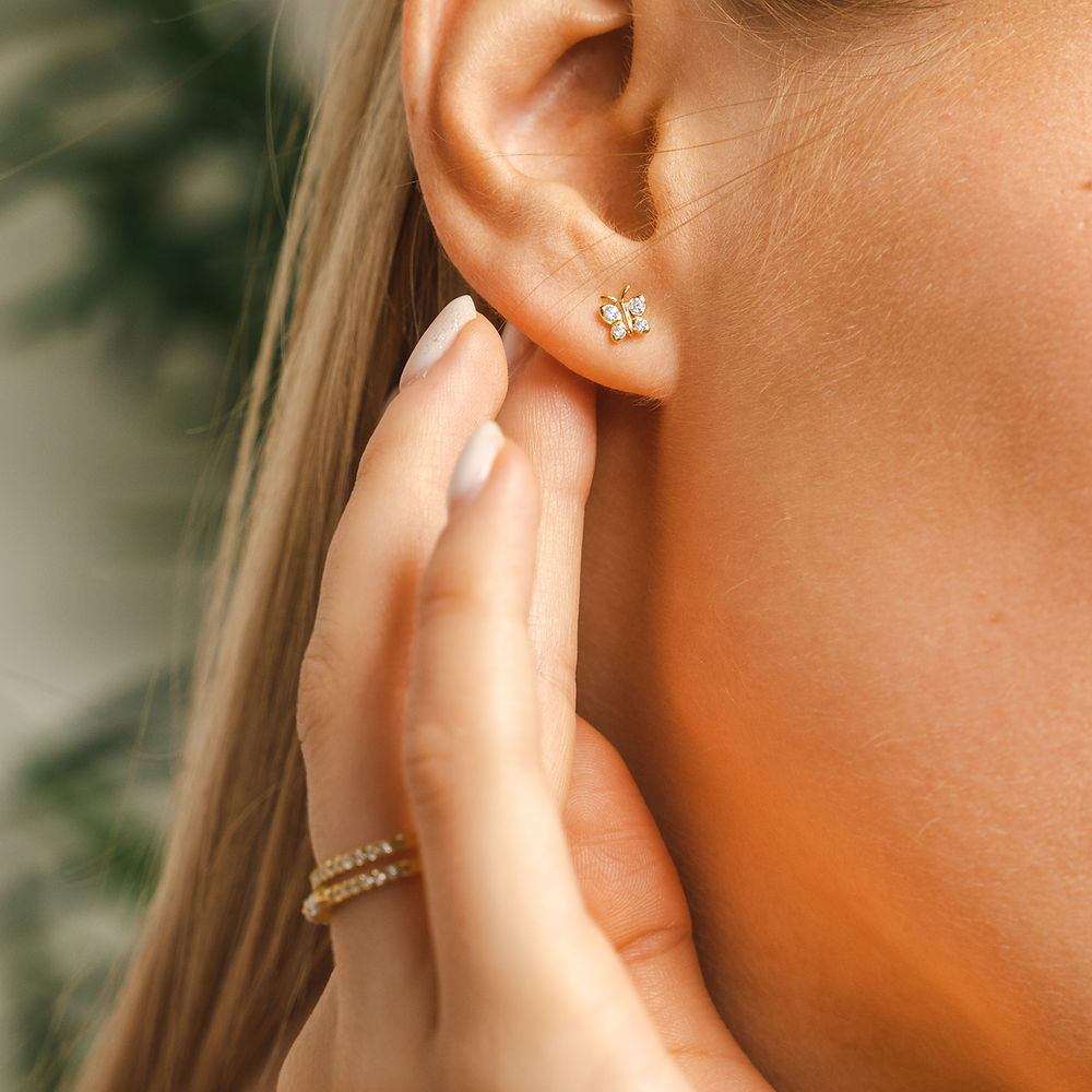 Enchanting Flutterfly™ Gold Vermeil Butterfly Studs