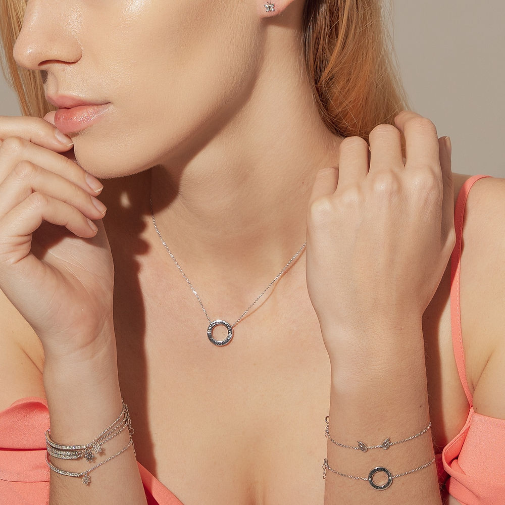 Mini Halo Wings™ Sterling Silver Diamond Necklace