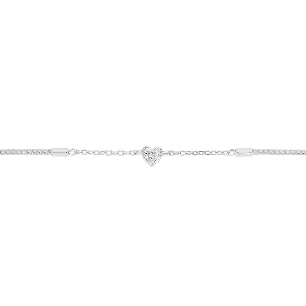 Mini Heart Sterling Silver Silk Cord Bracelet