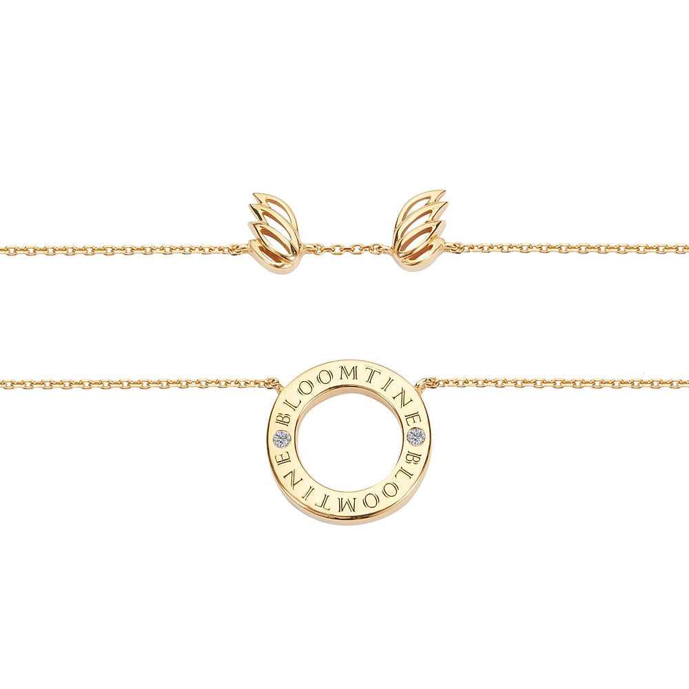 Mini Halo Wings™ Diamond Gold Vermeil Angel Necklace