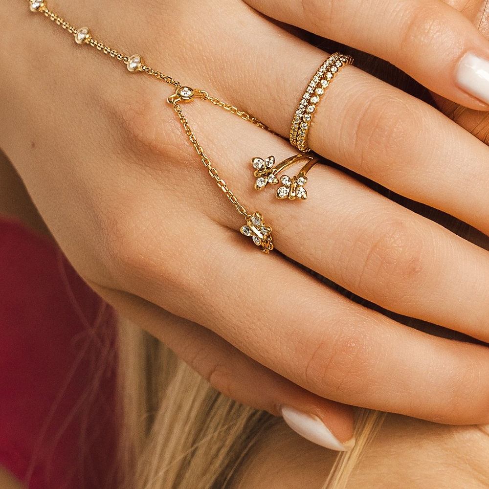 Enchanting Flutterfly™ Gold Vermeil Trio Butterfly Ring - US 5 / UK J - K