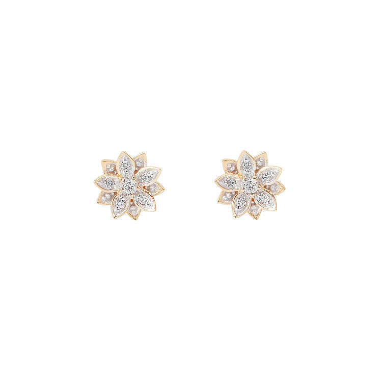Eternal Bloom™ 14K Diamond Lotus Flower Earrings