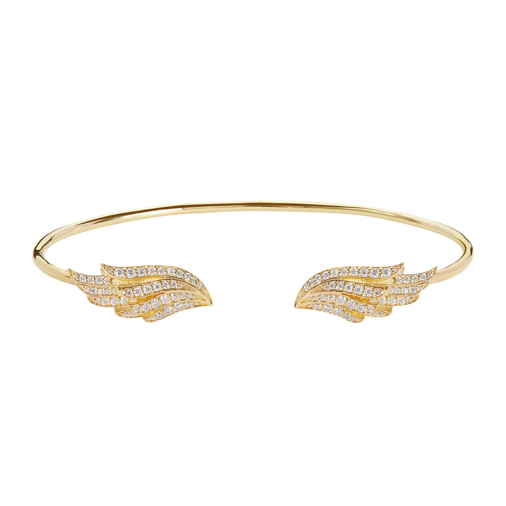 Angel Wings Gold Vermeil Bangle - Medium Size