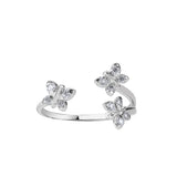 Enchanting Flutterfly™ Sterling Silver Trio Butterfly Ring - US 6 / L-L1/2