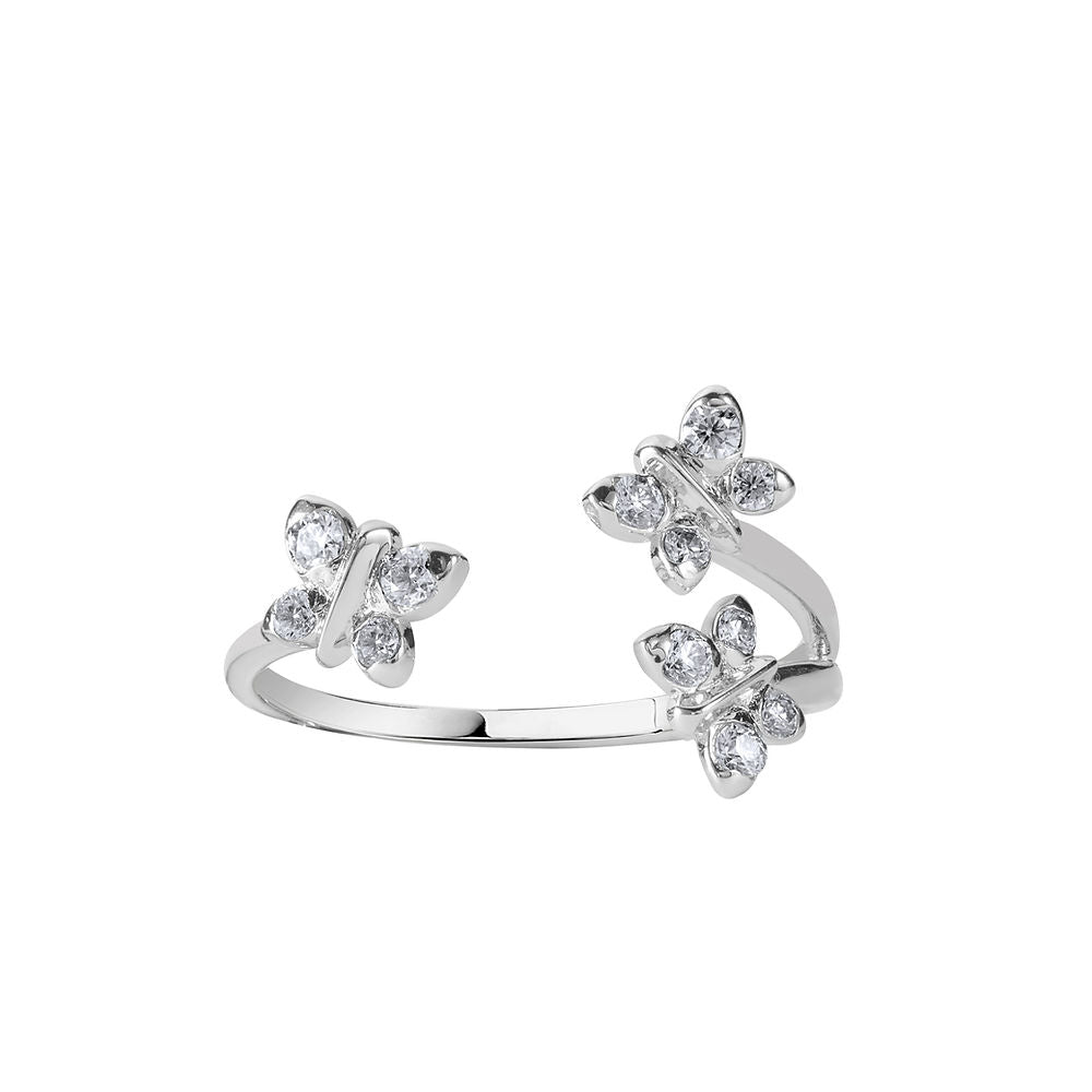 Enchanting Flutterfly™ Sterling Silver Trio Butterfly Ring - US 6 / L-L1/2