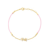 Enchanting Flutterfly™ Gold Vermeil Pink Silk Cord Butterfly Bracelet
