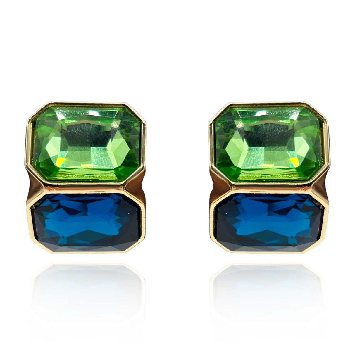 Peridot and Sapphire Double Stone Clip Earrings