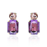 Light Amethyst Crystal Ocatgon and Light Rose Round Stone Drop Earrings