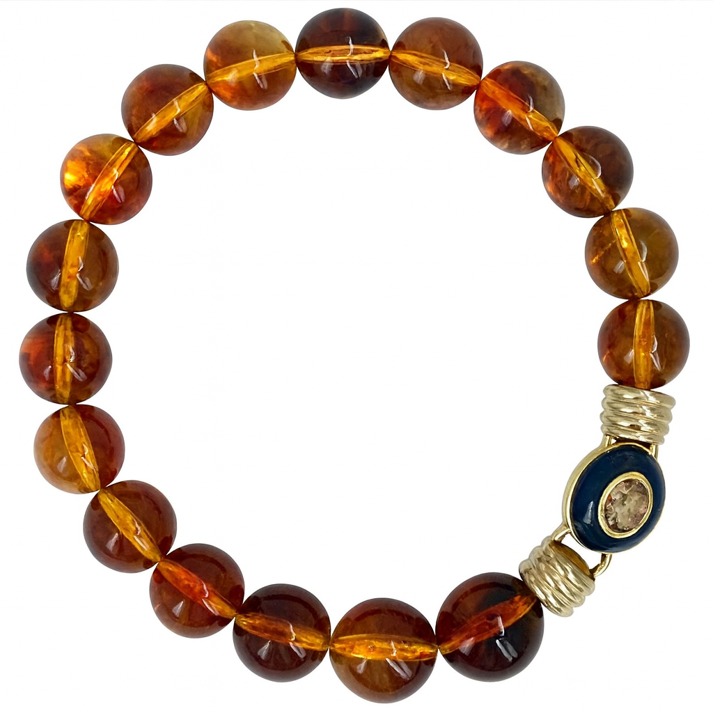 Caroline Tortoise Resin Necklace With TopazFaceted Stone Clasp