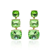 Triple Cushion Shape Peridot Drop Earrings